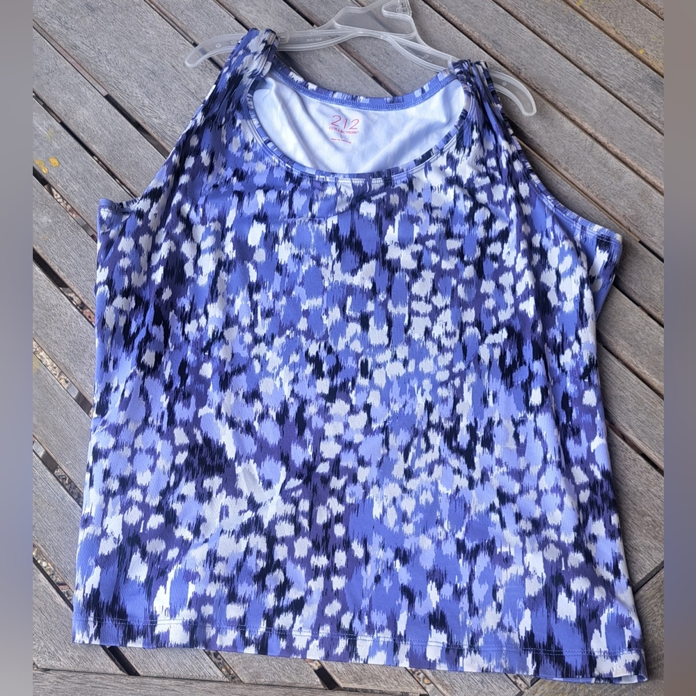 Blue Patterned Women's Tank Top Blouse